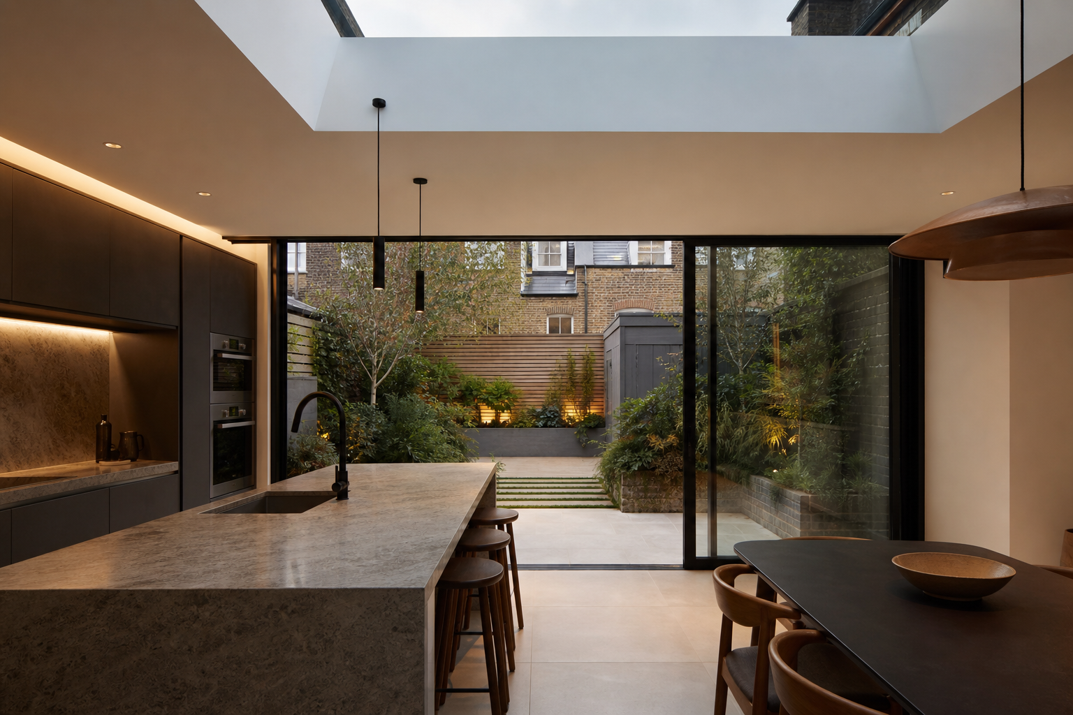 Rear kitchen extension with glazing to the garden