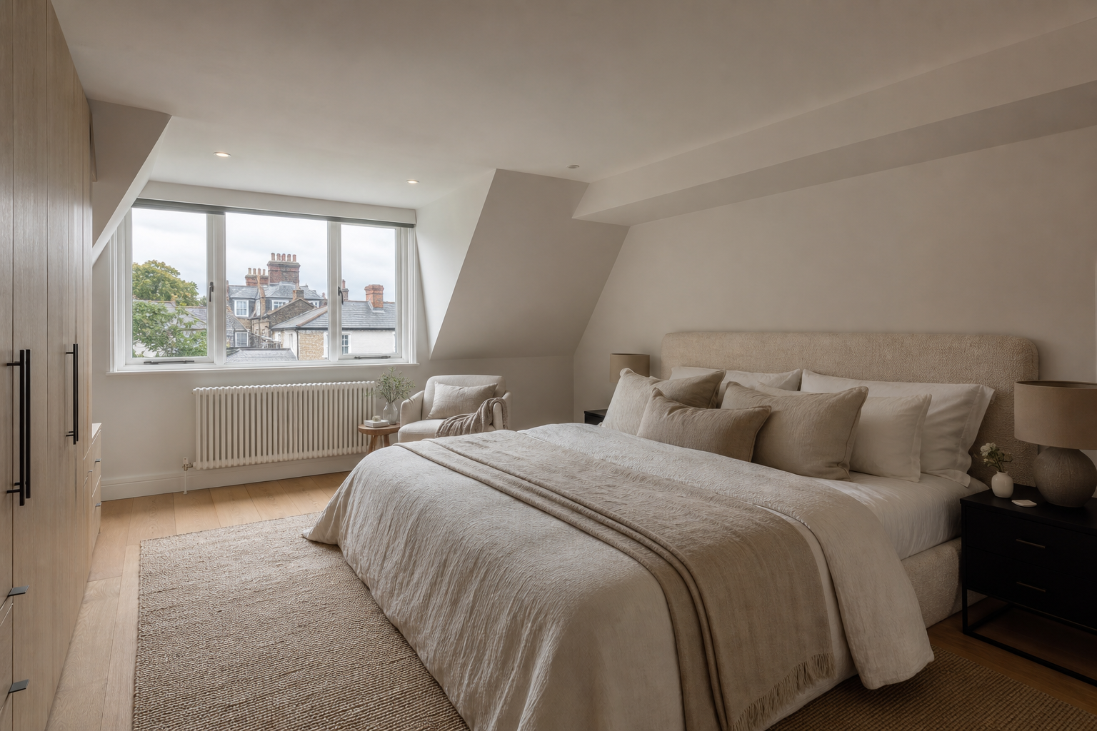 Loft conversion bedroom with dormer window